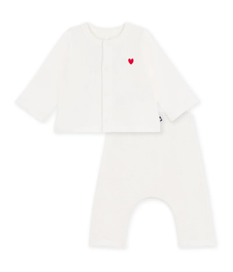 بيتي باتو Baby Set In Plain Embroidered Cotton Chest