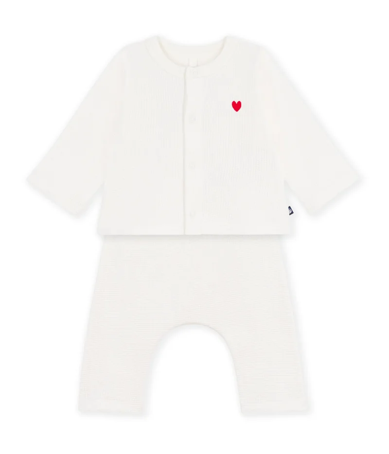 بيتي باتو Baby Set In Plain Embroidered Cotton Chest