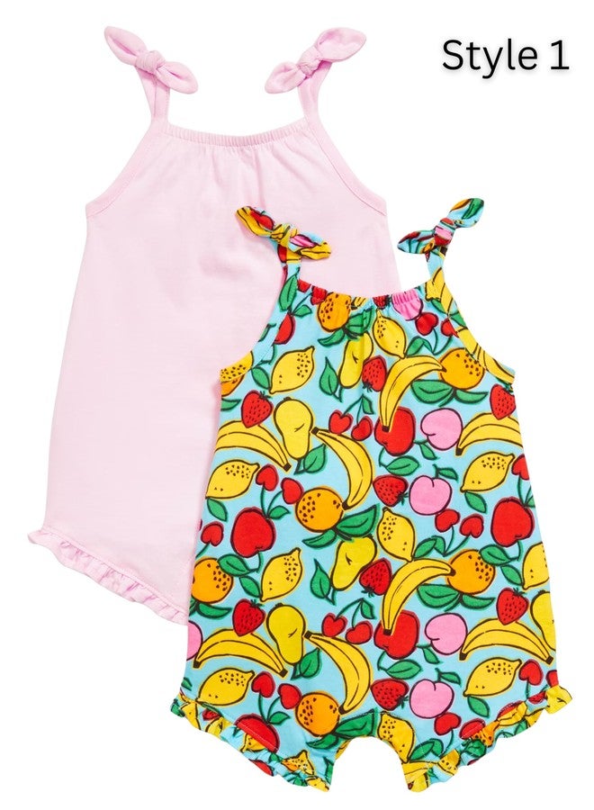 TuddyBuddy 100% Cotton Multicolor Sleeveless Camisole Rompers/Bodysuits for Baby Girl (Pack of 4, 9-12 Months) - Image 3