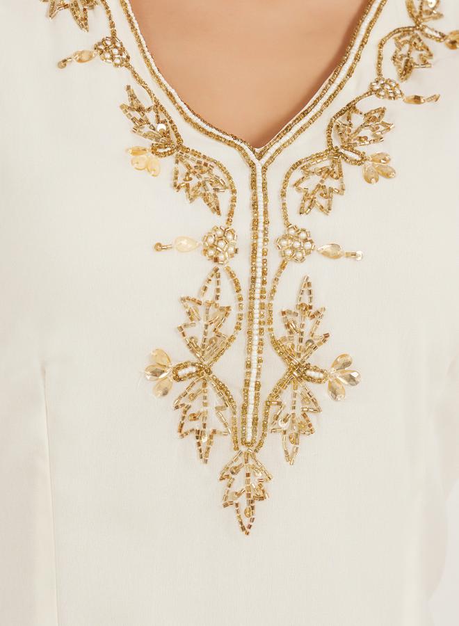 Styli Embellished Short Sleeves A-Line Maxi Dress  - Image 4