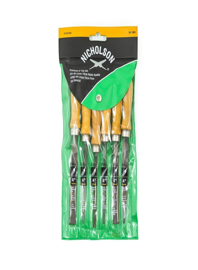 Crescent Nicholson 6 Pc. 4" Assorted American Pattern File Set with Wooden Handles - 22062NNN, Multi, One Size
