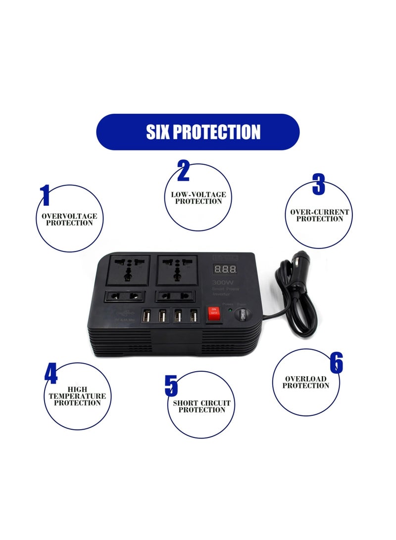 300W Car Power Inverter With 4 USB Socket Auto Charger Converter DC 12V To AC 220V Fast Charging Part - Image 3