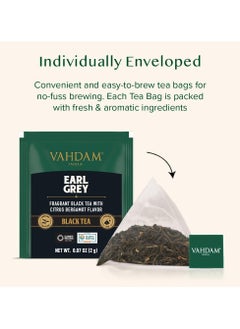 VAHDAM Earl Grey Black Tea Bags 15 Count High Caffeine Citrusy Bergamot Individually Wrapped  - Image 4