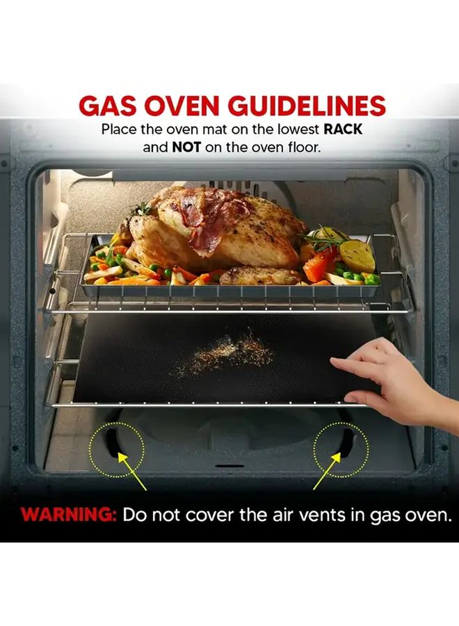 Black Heavy Duty Non Stick Oven Liner 2pcs Reusable Plastic Mat For Electric And Gas Oven - Image 5