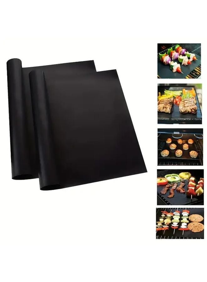 Black Heavy Duty Non Stick Oven Liner 2pcs Reusable Plastic Mat For Electric And Gas Oven - Image 1