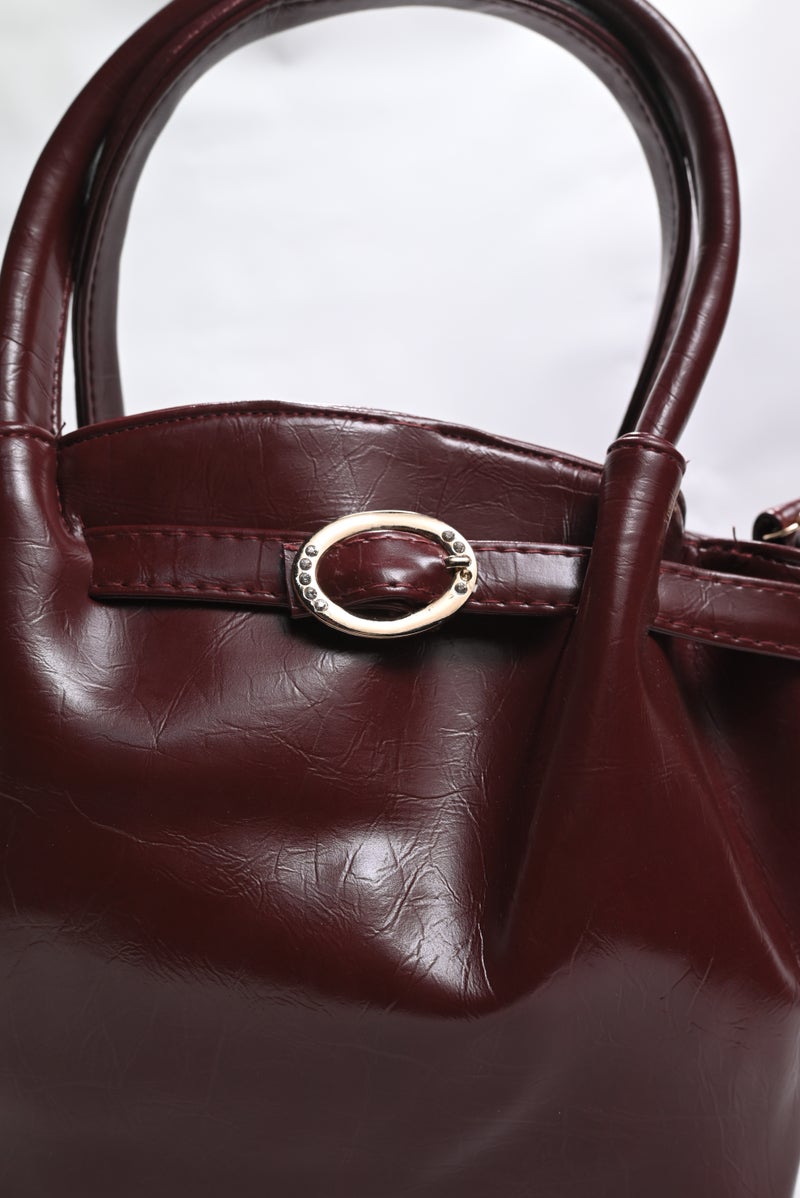 شنطة صغيرة جلد عصرية بمقبض مزدوج - Image 3