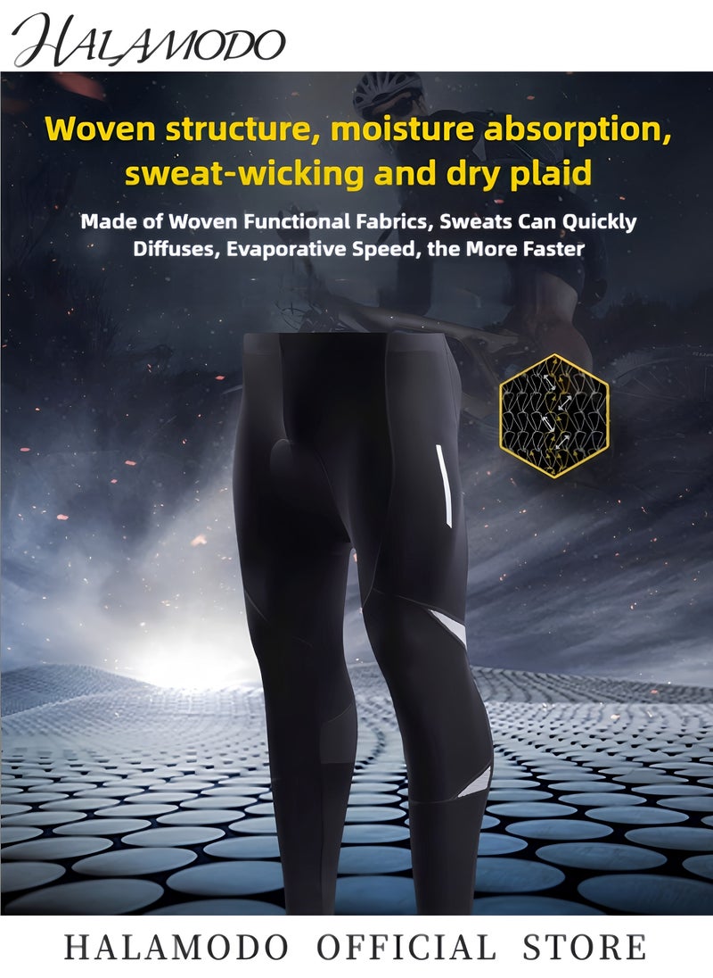 HALAMODO - Men's Bike Pants Long 3D Padded Cycling Tights Leggings Outdoor Riding Pants Silicone Sports Cycling Pants Reflective Multifunctional Mountain Bike Riding Suit - Image 1