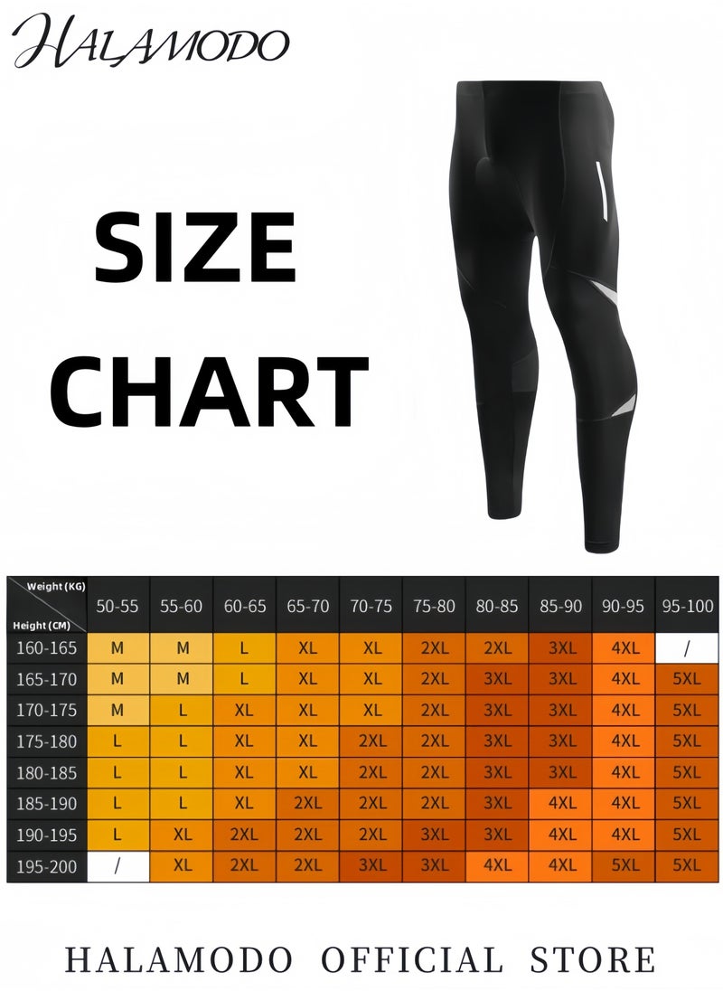 HALAMODO - Men's Bike Pants Long 3D Padded Cycling Tights Leggings Outdoor Riding Pants Silicone Sports Cycling Pants Reflective Multifunctional Mountain Bike Riding Suit - Image 1