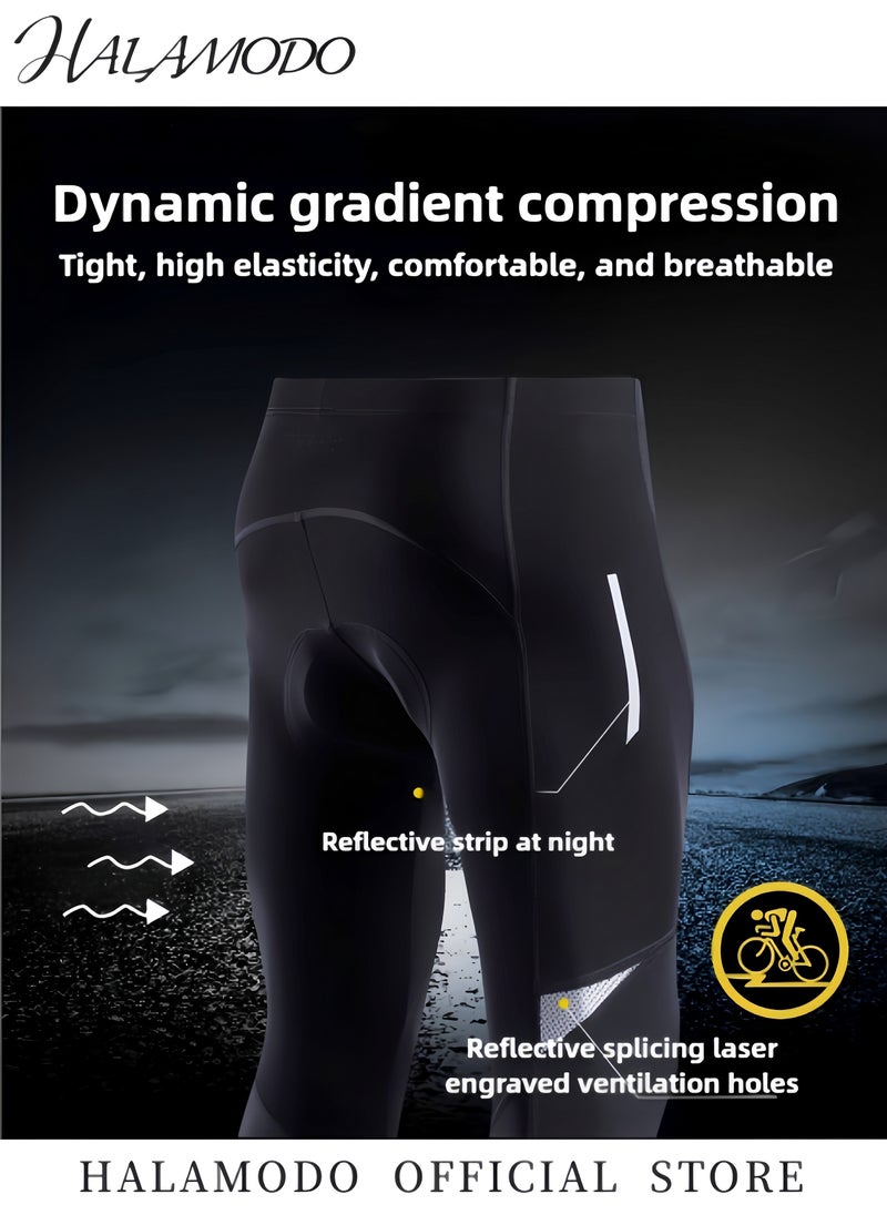 HALAMODO Men's Bike Pants Long 3D Padded Cycling Tights Leggings Outdoor Riding Pants Silicone Sports Cycling Pants Reflective Multifunctional Mountain Bike Riding Suit  - Image 4