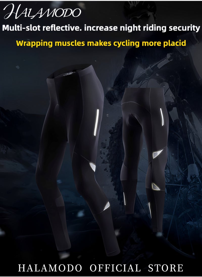 HALAMODO Men's Bike Pants Long 3D Padded Cycling Tights Leggings Outdoor Riding Pants Silicone Sports Cycling Pants Reflective Multifunctional Mountain Bike Riding Suit  - Image 3
