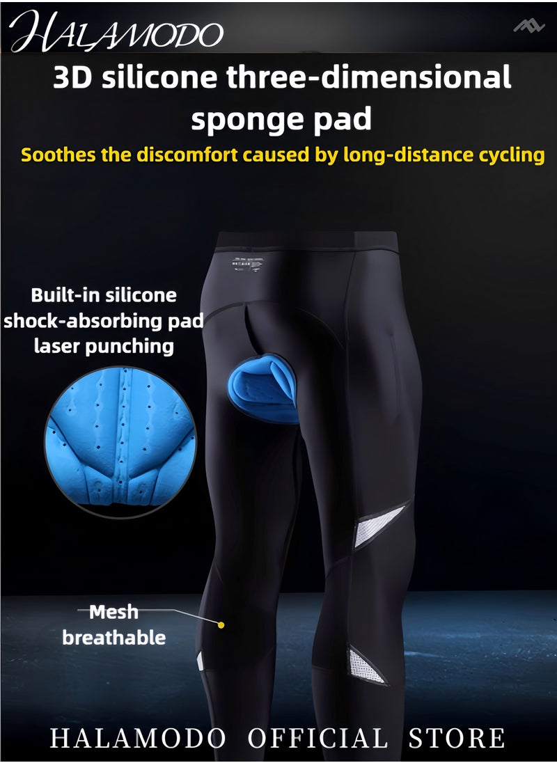 HALAMODO Men's Bike Pants Long 3D Padded Cycling Tights Leggings Outdoor Riding Pants Silicone Sports Cycling Pants Reflective Multifunctional Mountain Bike Riding Suit  - Image 2