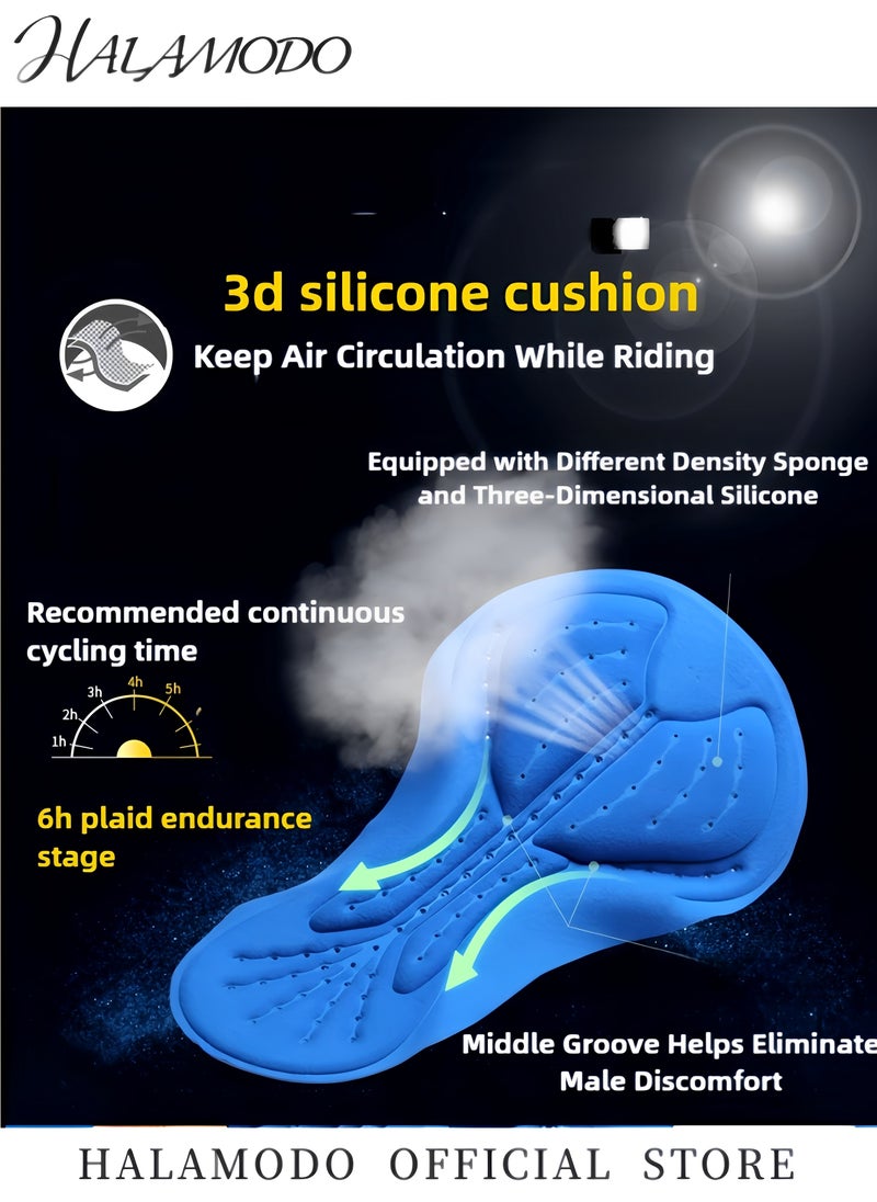 HALAMODO Men's Bike Pants Long 3D Padded Cycling Tights Leggings Outdoor Riding Pants Silicone Sports Cycling Pants Reflective Multifunctional Mountain Bike Riding Suit  - Image 5