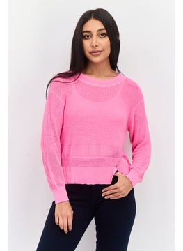 ONLY Women Round Neck Knitted Sweaters, Fuchsia Pink  - Image 1
