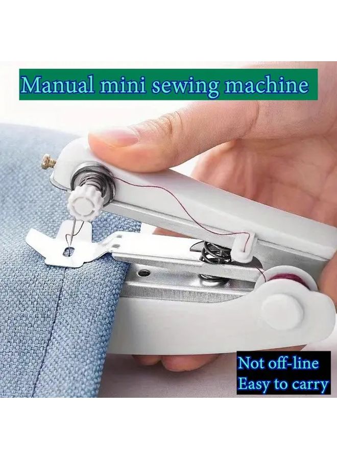 Portable Mini Handheld Sewing Machine White 1 Set Compact Quick Stitch Tool For Fabric Clothing Repair - Image 2