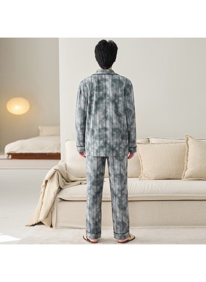 Fentengcare Men's Autumn Winter Thermal Pajama Set With Wool And Mulberry Silk, Thickened Long Sleeve Top And Pants Homewear Qh - Image 2