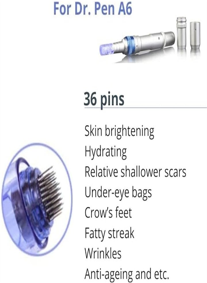 Dr. Pen A6 A1/ A6 Microneedle Replacement Cartridge, Microneedle/Cartridge for Ultima A1/A6/M5/M7/N2 (10 pack, 36 needles)  - Image 3