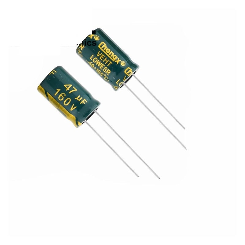 10 قطعة مكثف إلكتروليتي ألومنيوم 47 ميكروفاراد 160 فولت 10x17 ملم 47000 نانوفاراد تسامح 20% - Image 1