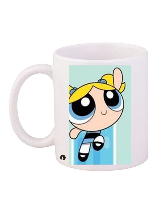 RYN Cartoon Printed Coffee Mug White/Blue/Yellow 11ounce