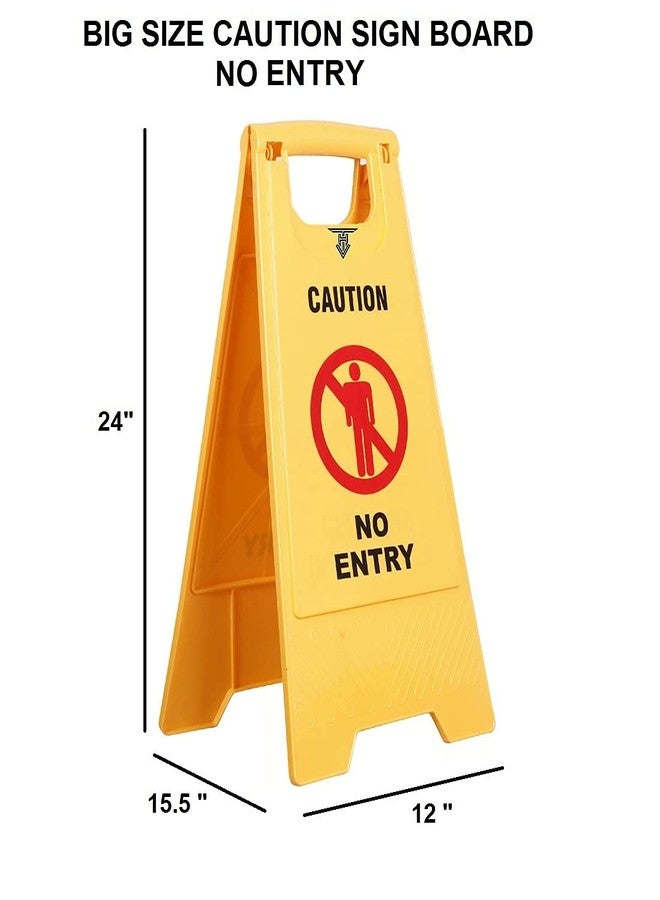 Amigos Store™ No Entry Caution Sign Board - Foldable Yellow ABS Safety Stand for Offices, Malls, Hotels, Hospitals, Commercial & Industrial Areas - Restricted & Hazard Zones-Pack of 1 - Image 3