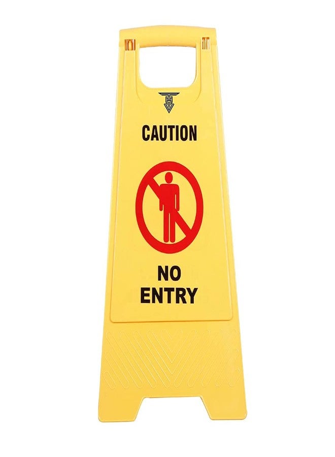 Amigos Store™ No Entry Caution Sign Board - Foldable Yellow ABS Safety Stand for Offices, Malls, Hotels, Hospitals, Commercial & Industrial Areas - Restricted & Hazard Zones-Pack of 1 - Image 1