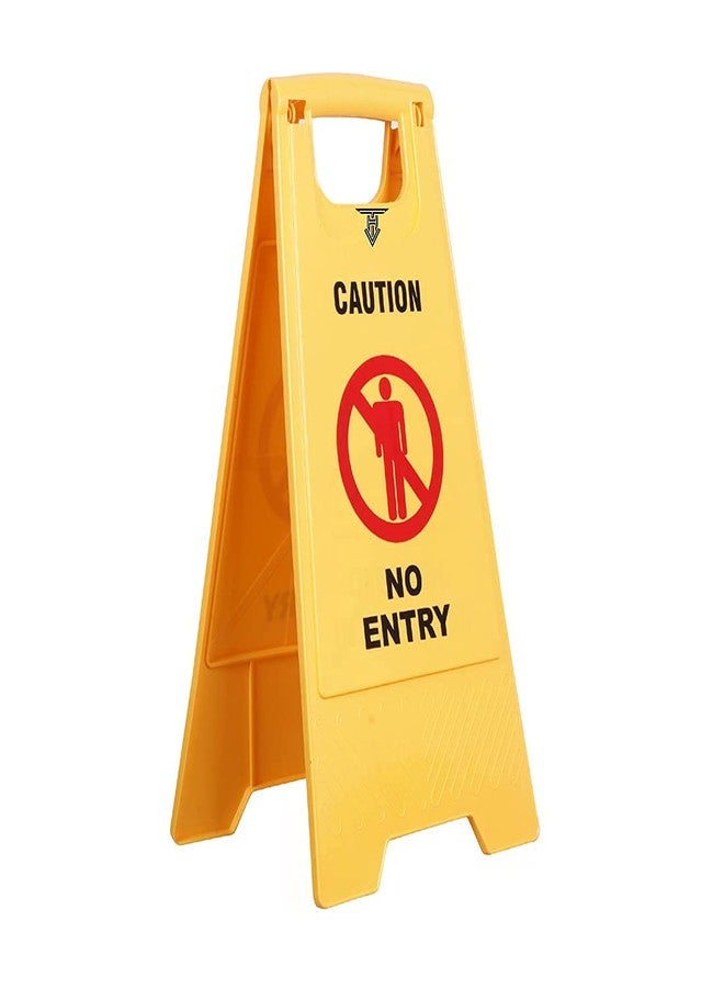Amigos Store™ No Entry Caution Sign Board - Foldable Yellow ABS Safety Stand for Offices, Malls, Hotels, Hospitals, Commercial & Industrial Areas - Restricted & Hazard Zones-Pack of 1 - Image 2