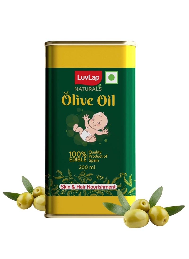 Luvlap - LuvLap Naturals Baby Body Massage Olive Oil, Spanish Premium Olive Oil, Enhances Bone & Muscle Strength, 200 ML - Image 1