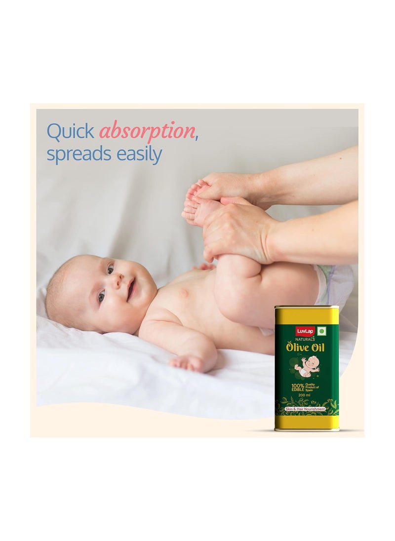 Luvlap - LuvLap Naturals Baby Body Massage Olive Oil, Spanish Premium Olive Oil, Enhances Bone & Muscle Strength, 200 ML - Image 1