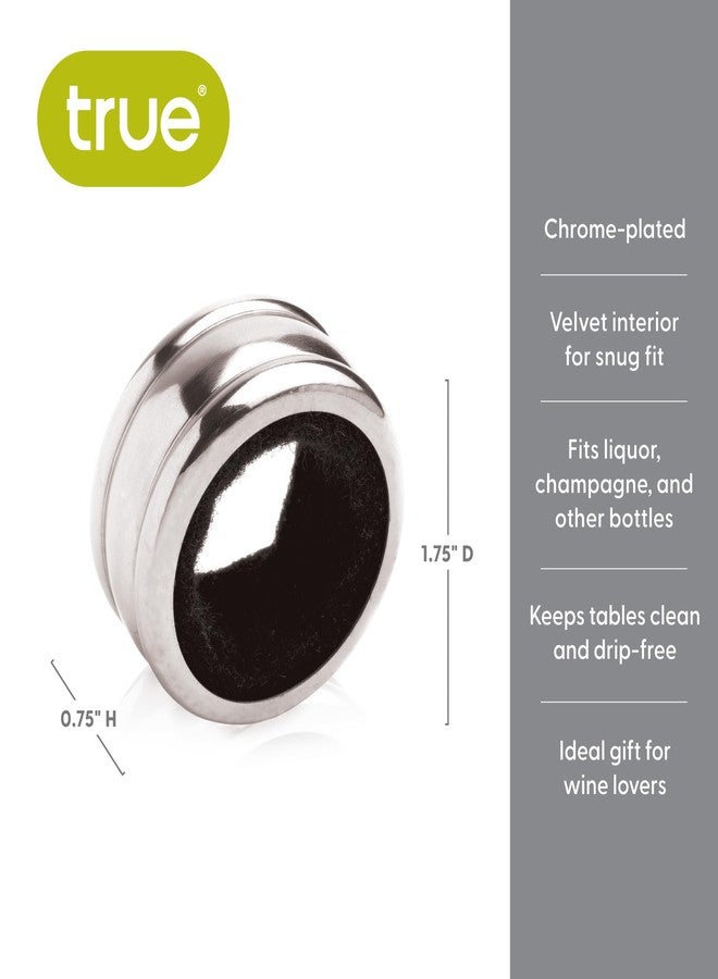 ترو حلقات مانعة للتنقيط من ترو سيركلت - مصيدة تنقيط النبيذ مطلية بالكروم، مانعة للتنقيط، إكسسوارات بار منزلي - طقم من قطعتين، فضي - Image 3