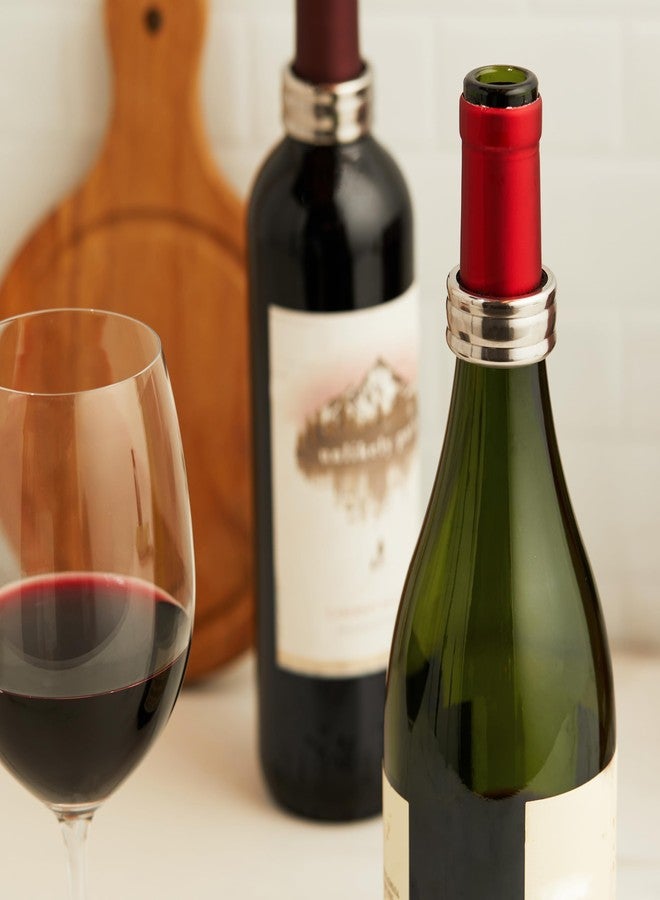 ترو حلقات مانعة للتنقيط من ترو سيركلت - مصيدة تنقيط النبيذ مطلية بالكروم، مانعة للتنقيط، إكسسوارات بار منزلي - طقم من قطعتين، فضي - Image 5