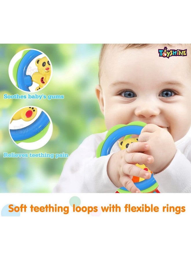 توي شاين مجموعة خشخيشة بلاستيكية للأطفال حديثي الولادة من تويز شاين، مكونة من 3 قطع مع حلقات تثبيت، لعبة للأطفال، غير سامة (طراز أ)، متعددة الألوان - Image 2