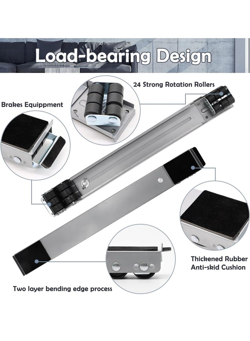 NEW Universal Extendable Furniture Appliance Rollers with 24 Rollers & Brakes – Strong Mover Tools for Washing Machines, Refrigerators, Dryers, Heavy-Duty Base, Bearing, Grey  - Image 2