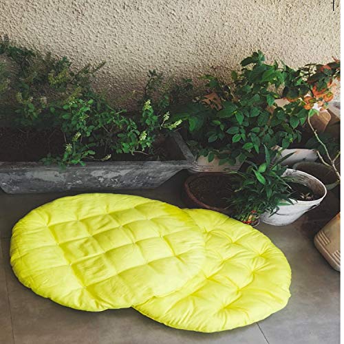 NEXTGO Round Sitting Cushion Cotton Yoga Floor for Meditation Mat Velvet Fabric Size (60 CM X 60 CM) (Lemon Yellow) Hadmade Round - Image 3