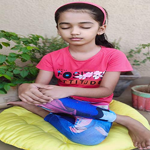 NEXTGO Round Sitting Cushion Cotton Yoga Floor for Meditation Mat Velvet Fabric Size (60 CM X 60 CM) (Lemon Yellow) Hadmade Round - Image 4