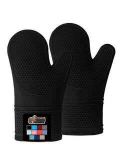 Gorilla Grip Heat And Slip Resistant Silicone Oven Mitts Set Soft Cotton Lining Waterproof Bpafree Long Flexible Thick Gloves For Cooking Bbq Kitchen Mitt Potholders Sets Of 2 12.5 In Black  - Image 1