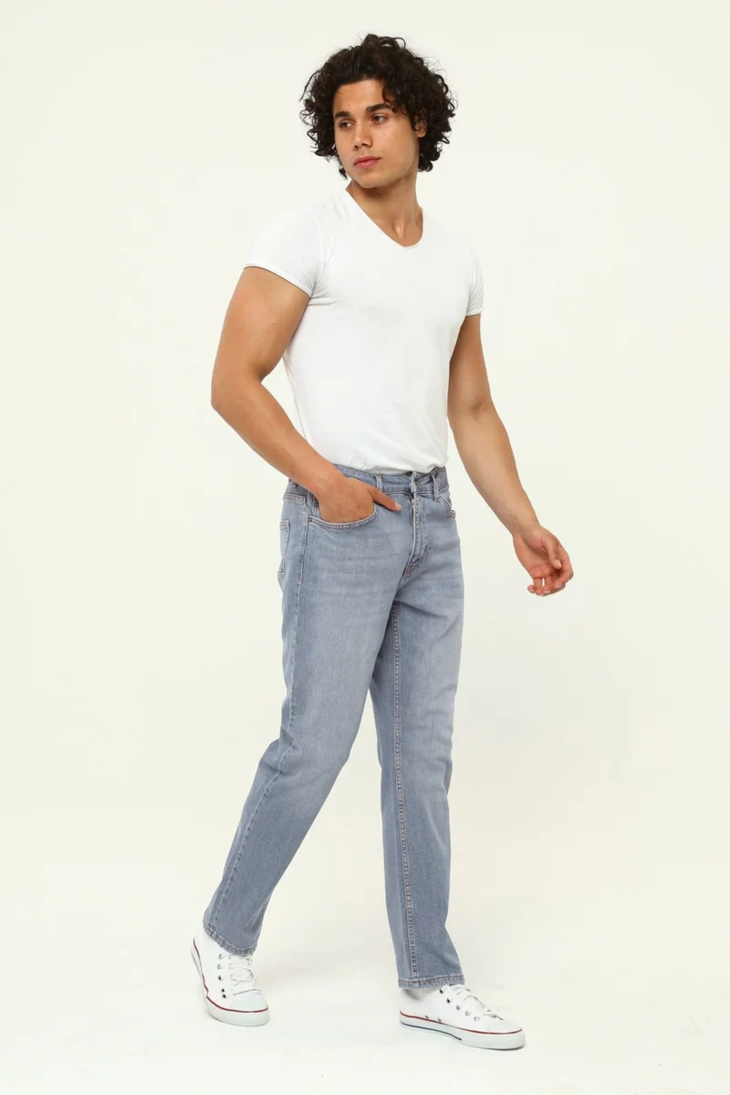 Cedy Denim Men's Yüksel Waist Wide Cut Piggy Leg Denim Trousers Regular Fit Jean C336
