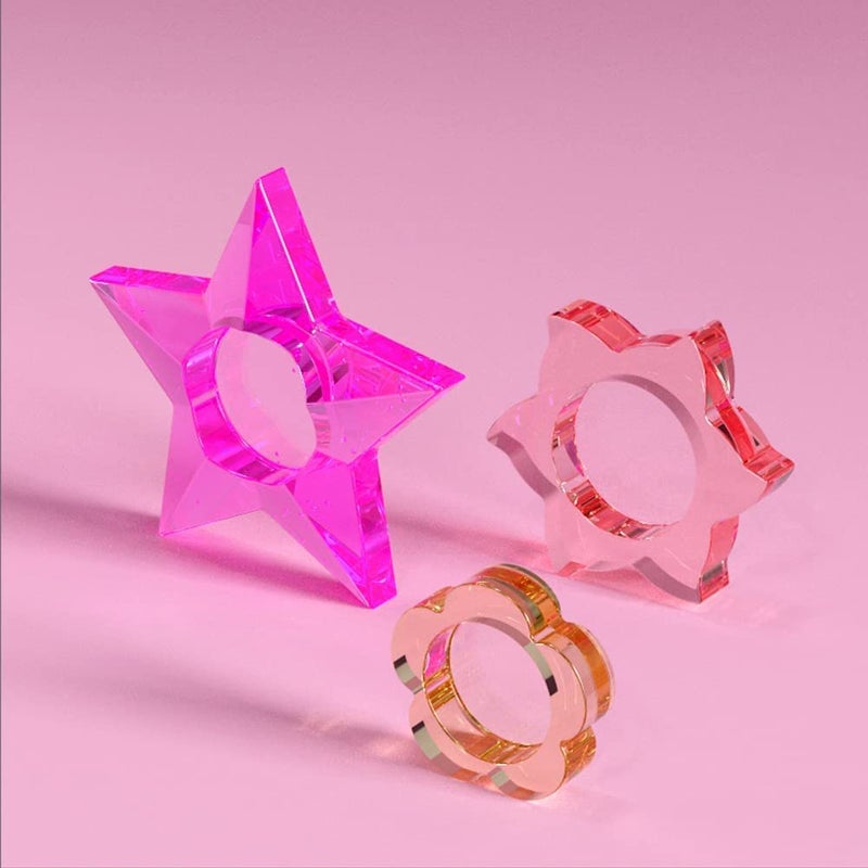 Snoogg SNOOGG Tea Light Candel Holder Resin Moulds 1 pc Each Star and Flower Shape Silicone for Personalized Photo Frame Wedding Birthday Gift Decoration Art Craft DIY  - Image 2