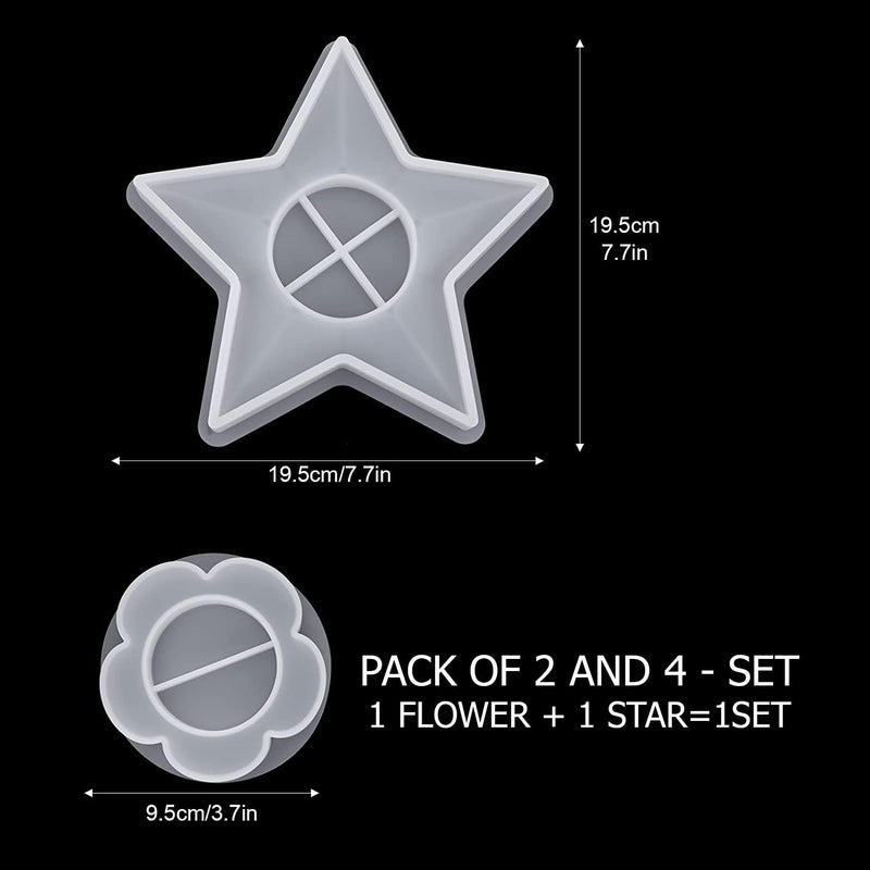 Snoogg SNOOGG Tea Light Candel Holder Resin Moulds 1 pc Each Star and Flower Shape Silicone for Personalized Photo Frame Wedding Birthday Gift Decoration Art Craft DIY  - Image 4