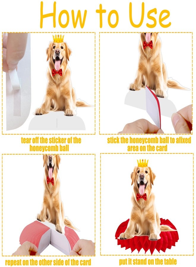 اوموني قطع مركزية على شكل خلية نحل من جولدن ريتريفر لتزيين طاولات حفلات الكلاب، 12 قطعة، زينة لحفلات أعياد ميلاد جولدن ريتريفر، زينة لحفلات الكلاب، قطع مركزية على طاولات الجراء لمستلزمات حفلات الكلاب - Image 5