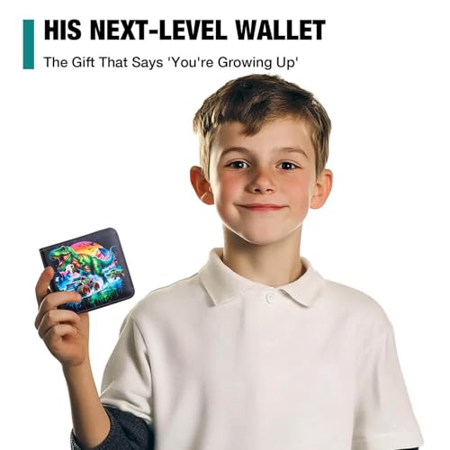 Amutta Kids Wallet for Boys, Cool Teen Boys Wallet for Kids Ages 4-5-6-7-8-9-10-11-12-13-14-15-16, Leather Wallet for Teen Boy, Dinosaur Monster Truck Teenage Teenager Youth Gifts Christmas Birthday - Image 2