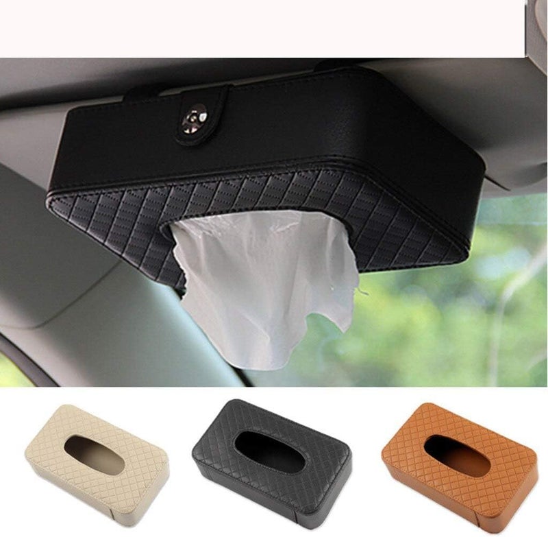 Maharsh Auto Accessories Car Sun Visor Tissue Box Paper Napkin Holder Tissue Holder Beige Or Black color1pcs - Image 4