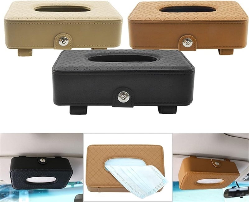 Maharsh Auto Accessories Car Sun Visor Tissue Box Paper Napkin Holder Tissue Holder Beige Or Black color1pcs - Image 5
