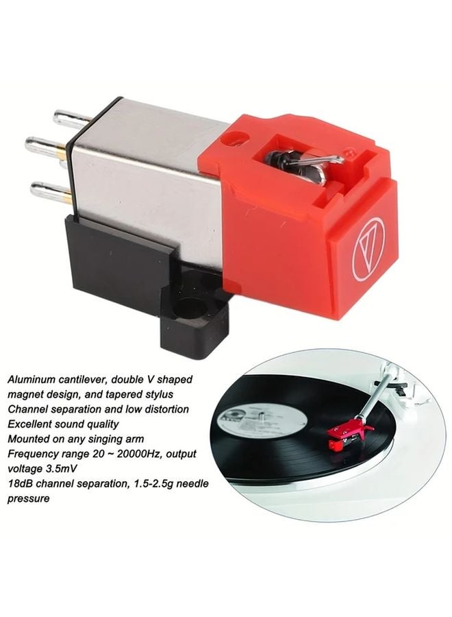 AT91R Dual Moving Magnet Turntable with Diamond Stylus Carbon Fiber Cartridge Red Black - Image 2