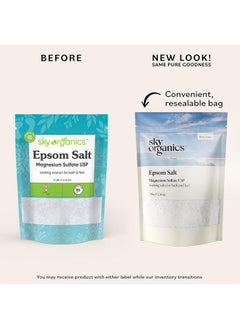 Sky Organics - Epsom Salt Bath Soak, 5 Lbs - Magnesium Sulfate Usp - 100% Pure, Medium Grain - Unscented - Soaking Bath Salts - Resealable Bag - Natural, Vegan & Cruelty Free - Self Care - Bath & Feet  - Image 2