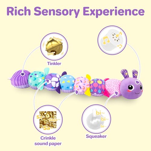 KMUYSL Baby Toys 0-6 6-12 Months, Sensory Music Animal Stuffed Toy for 0 1 2 3 4 5 6+ Months, Plush Toy with Crinkle and Rattles for Infant Newborn, Tummy Time Toys Gifts for 0-3-6-12 Month - Image 2