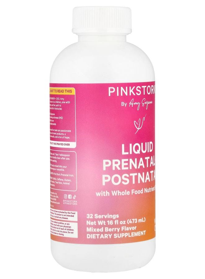 Pink Stork Liquid Prenatal + Postnatal Mixed Berry 16 fl oz (473 ml) - Image 2