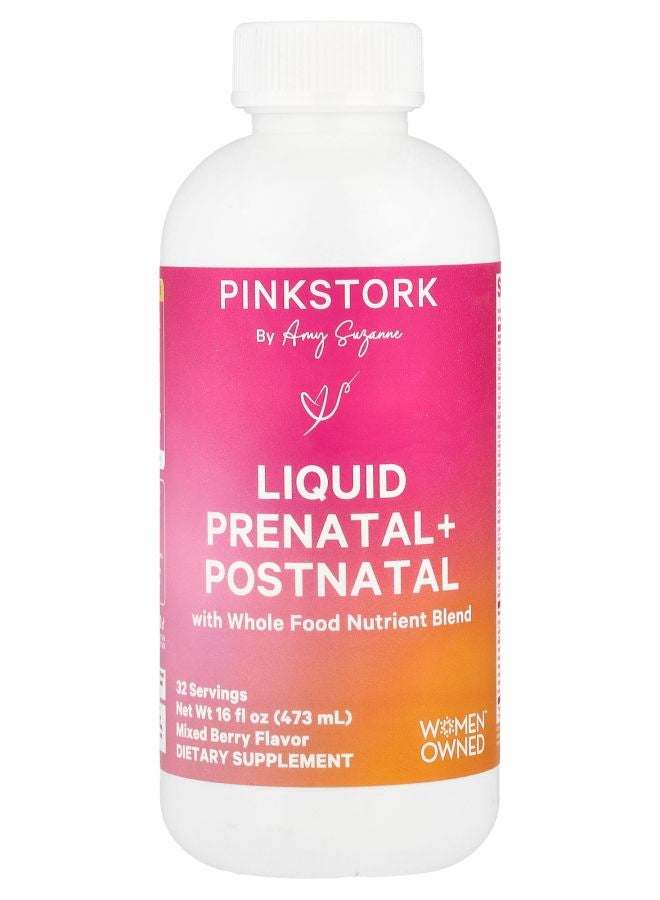 Pink Stork Liquid Prenatal + Postnatal Mixed Berry 16 fl oz (473 ml) - Image 1