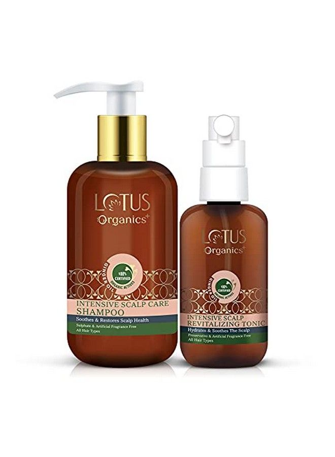 Lotus Organics+ Intensive Scalp Care Shampoo & Revitalising Hair Tonic Combo ; 2 Product Combo Green  - Image 1