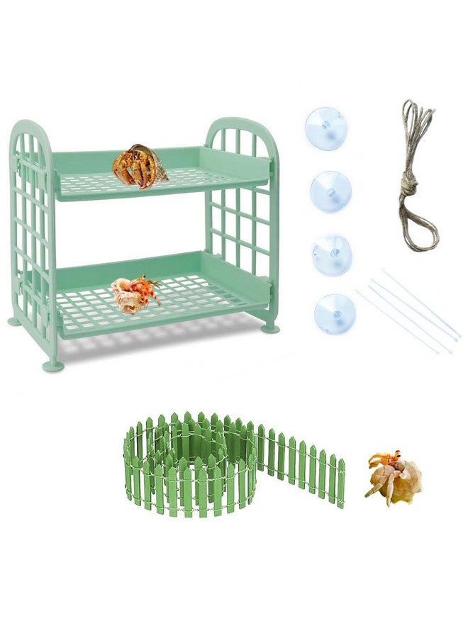 Generic Hermit Crab Climbing Toys Reptile Ladder Plastic Grid Habitat Hammock for Hamster Guinea Pig (Green)  - Image 1