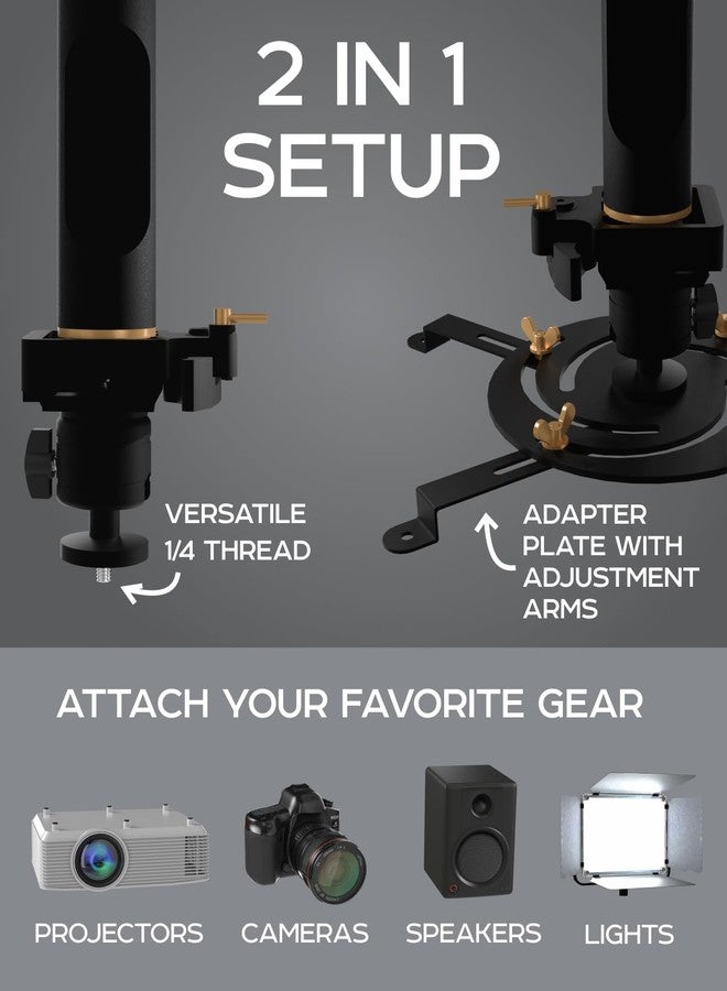 PropVue Universal Projector Mount for mounting on Wall and Celling, Height Adjustable, with Spiral disc, Swivel Joint Head and Quick-Release Plate. Drywall Anchors, Expansion Bolts for Wood, Brick, Concrete - Image 3