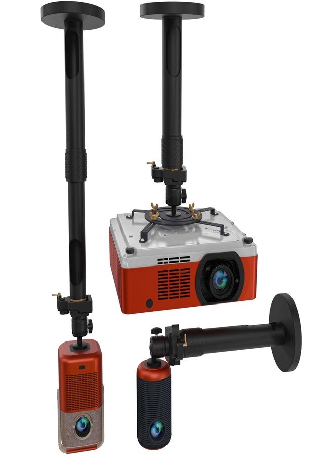 PropVue Universal Projector Mount for mounting on Wall and Celling, Height Adjustable, with Spiral disc, Swivel Joint Head and Quick-Release Plate. Drywall Anchors, Expansion Bolts for Wood, Brick, Concrete - Image 1